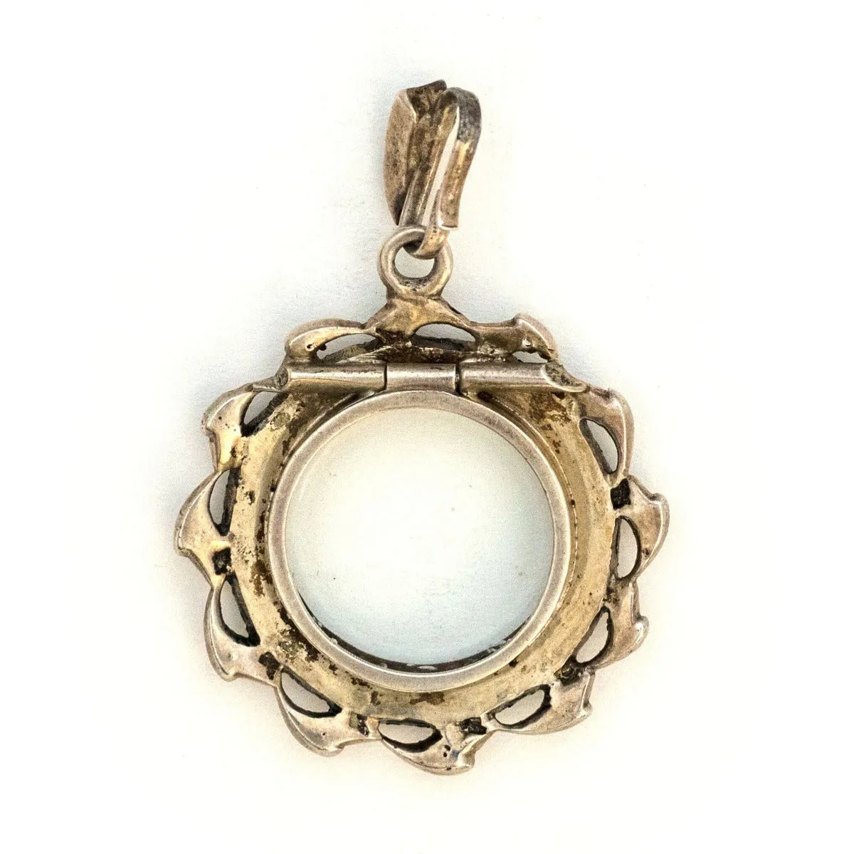 Sterling Silver French Paste Antique Halo Locket