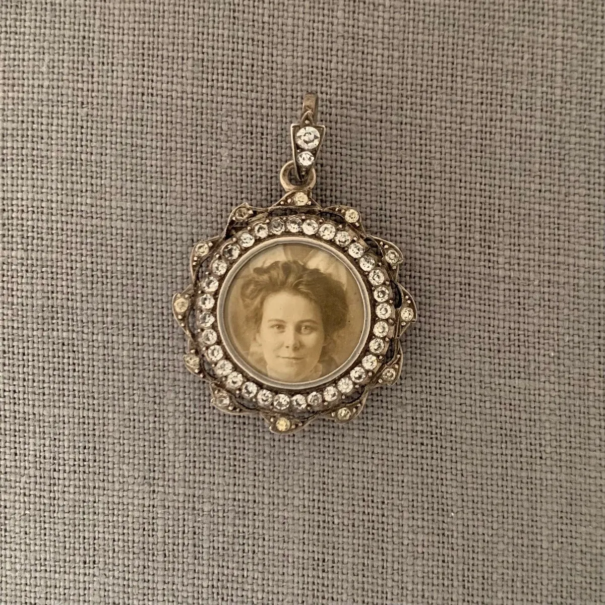 Sterling Silver French Paste Antique Halo Locket
