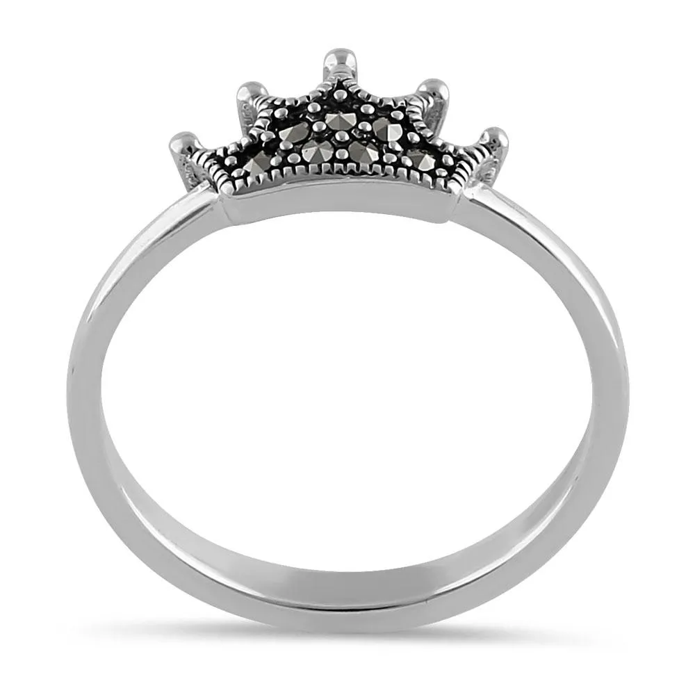 Sterling Silver Mini Crown Marcasite Ring
