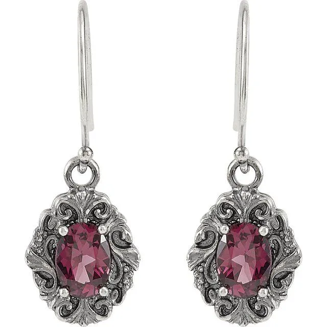 Sterling Silver Rhodolite Garnet Earrings