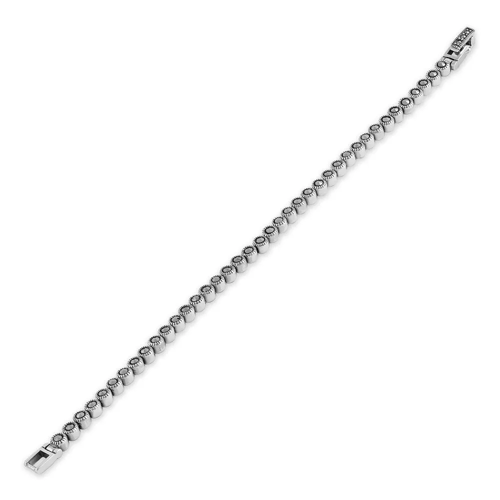 Sterling Silver Round Tennis Marcasite Bracelet