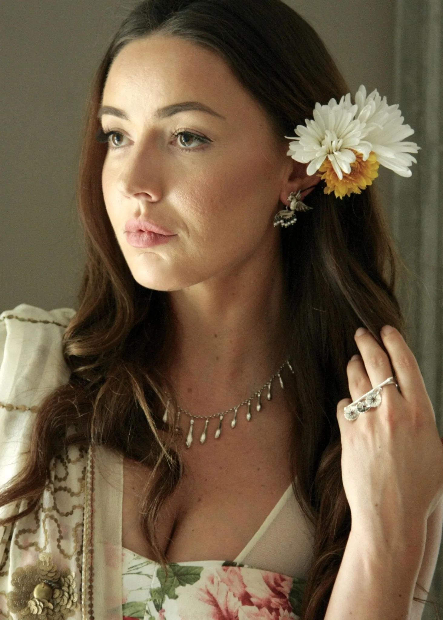 Stunning, pearl fringed, Victorian bird earrings