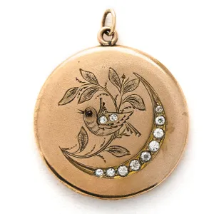 Swallow & Crescent Moon Locket