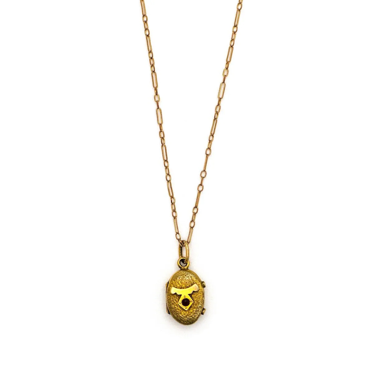 Tiny Oval Garnet Locket