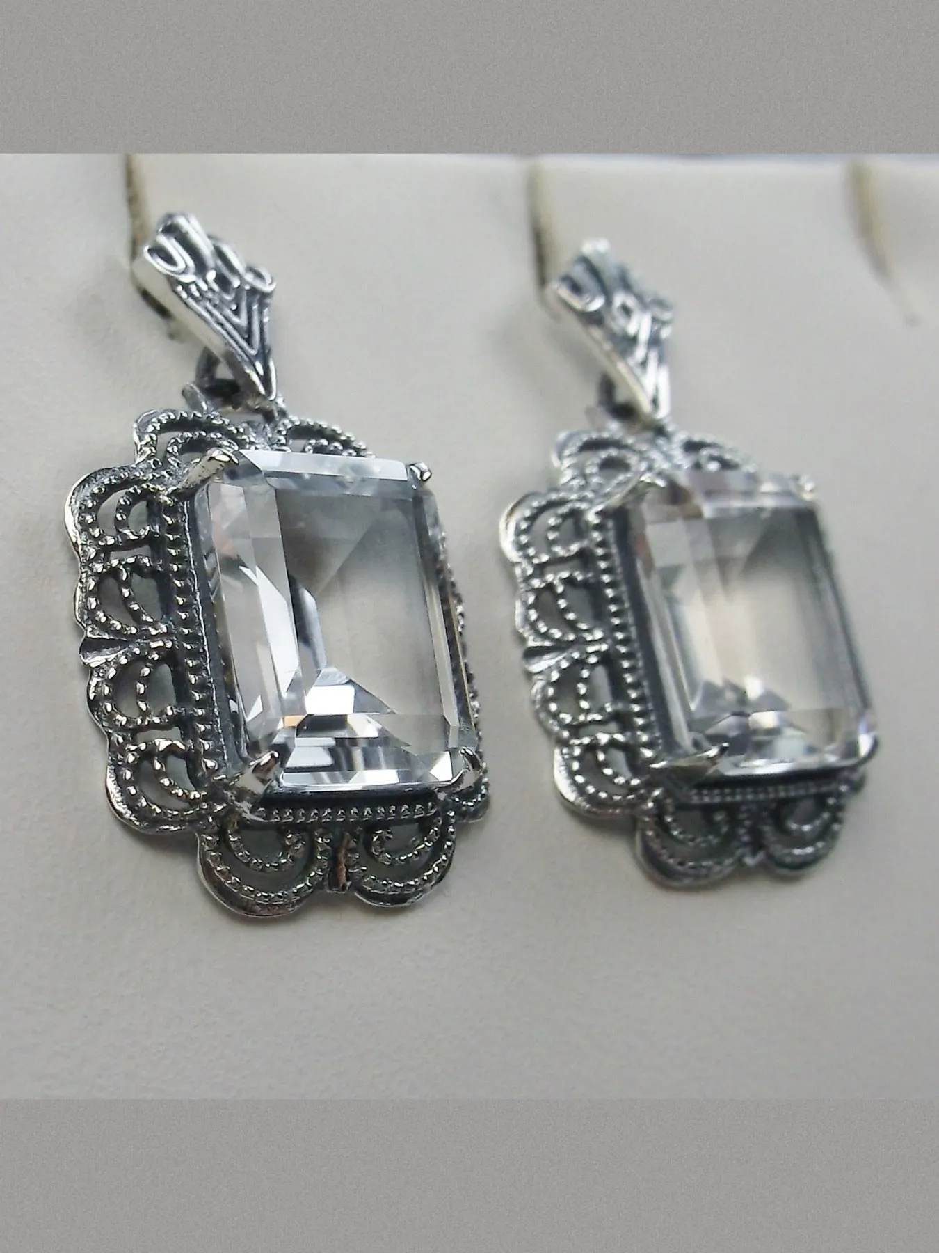Topaz Earrings, Natural Gemstones, Short Festoon Filigree #E8z