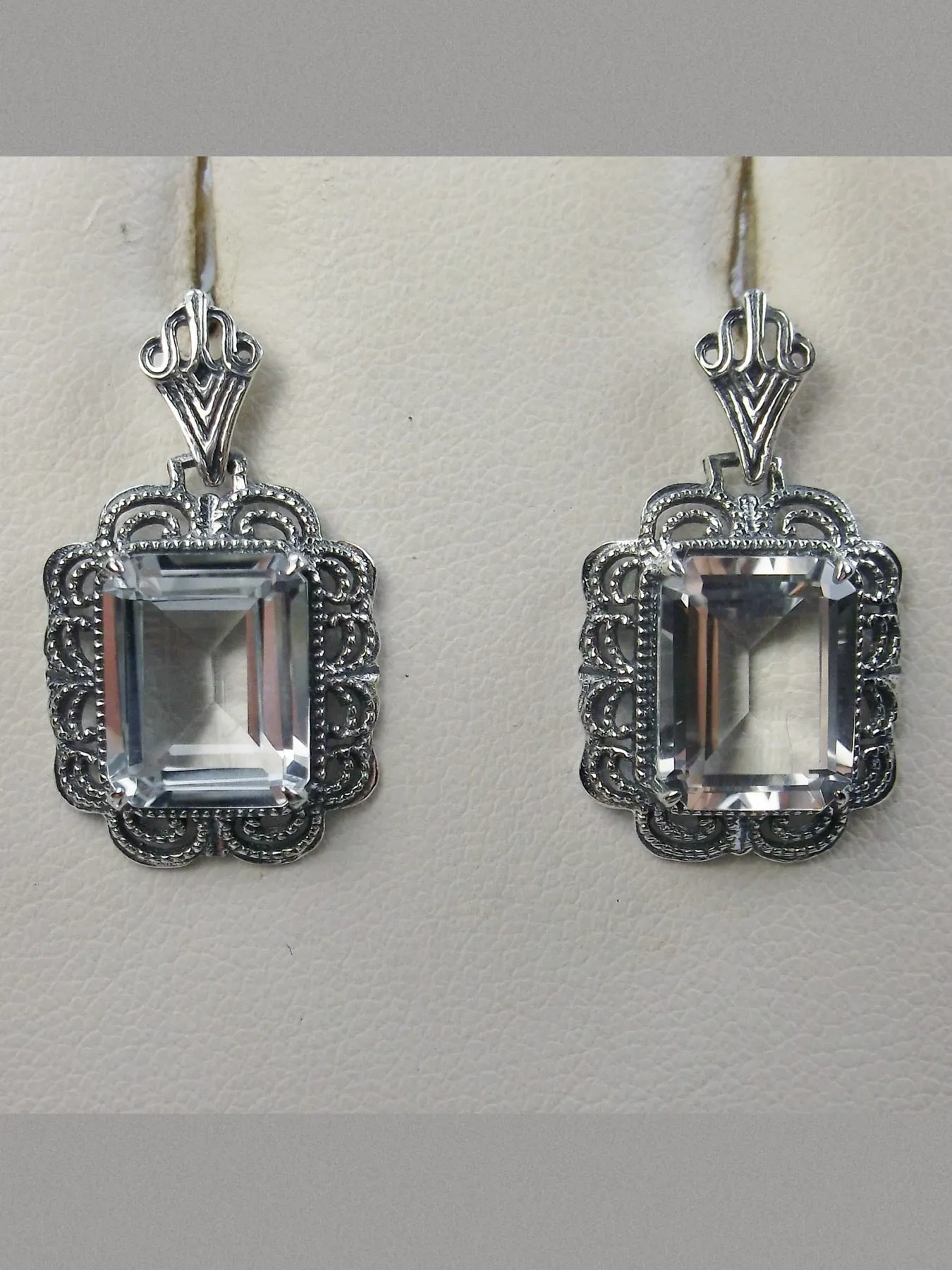 Topaz Earrings, Natural Gemstones, Short Festoon Filigree #E8z
