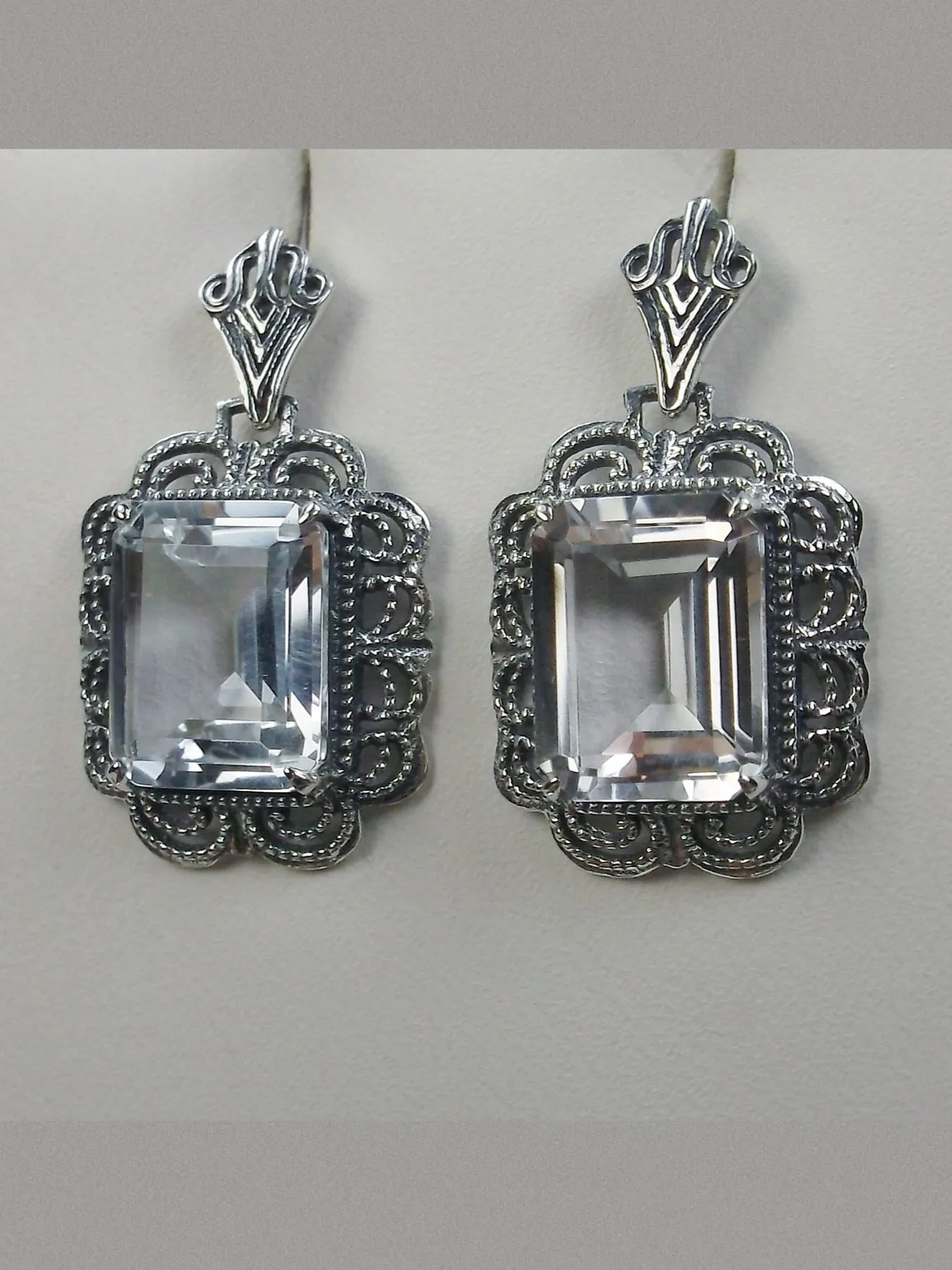 Topaz Earrings, Natural Gemstones, Short Festoon Filigree #E8z