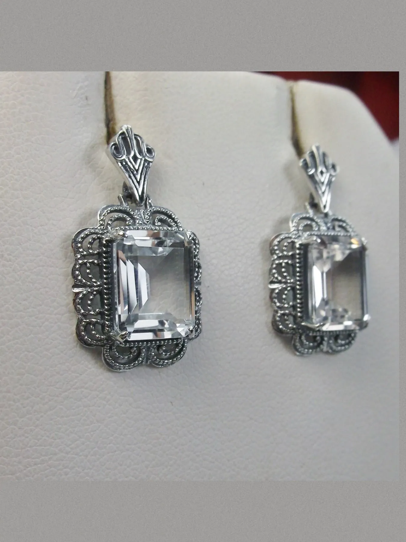 Topaz Earrings, Natural Gemstones, Short Festoon Filigree #E8z