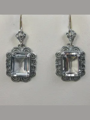 Topaz Earrings, Natural Gemstones, Short Festoon Filigree #E8z