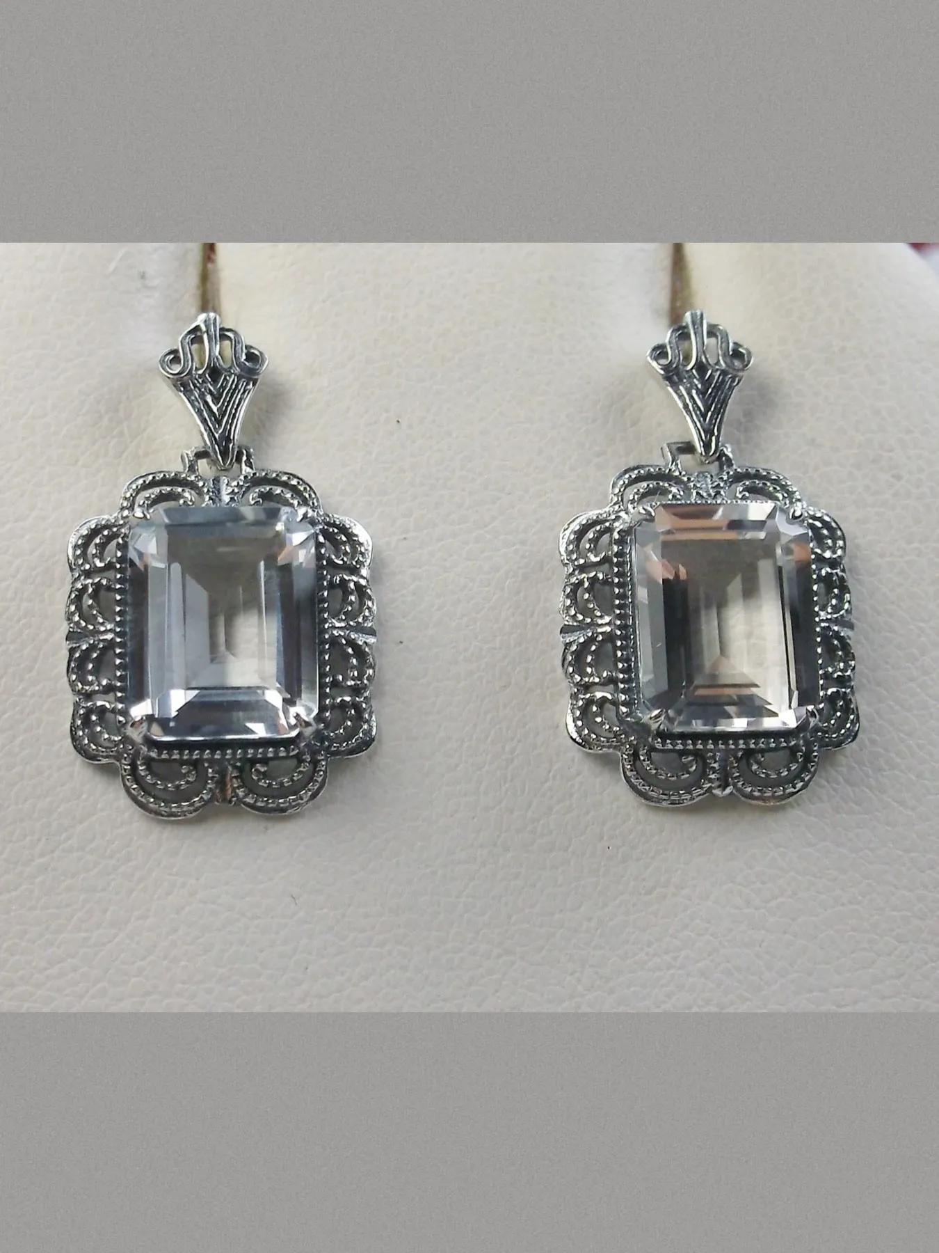 Topaz Earrings, Natural Gemstones, Short Festoon Filigree #E8z