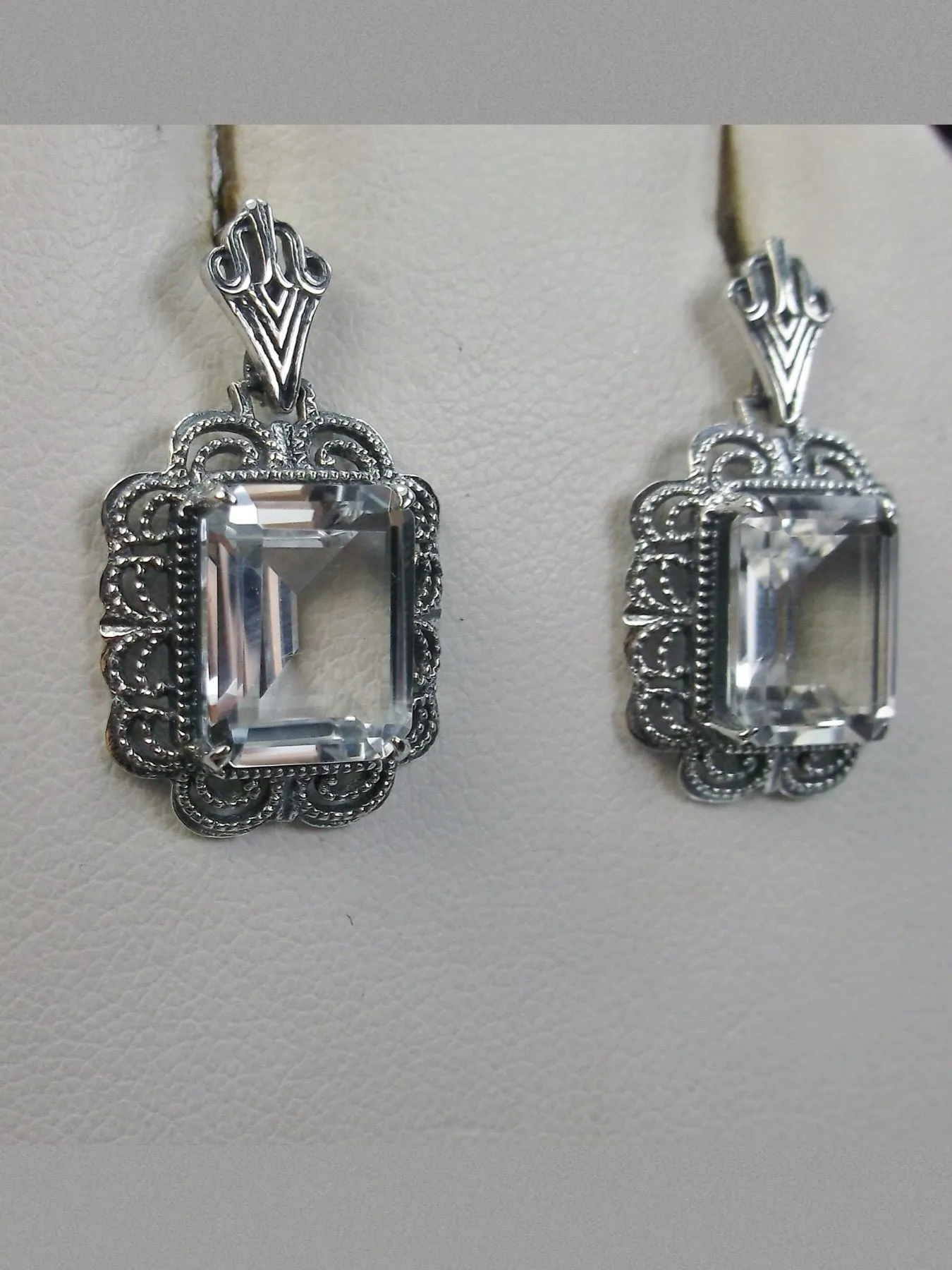 Topaz Earrings, Natural Gemstones, Short Festoon Filigree #E8z