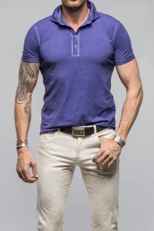Toulour SS Woven Polo in Mirtillo