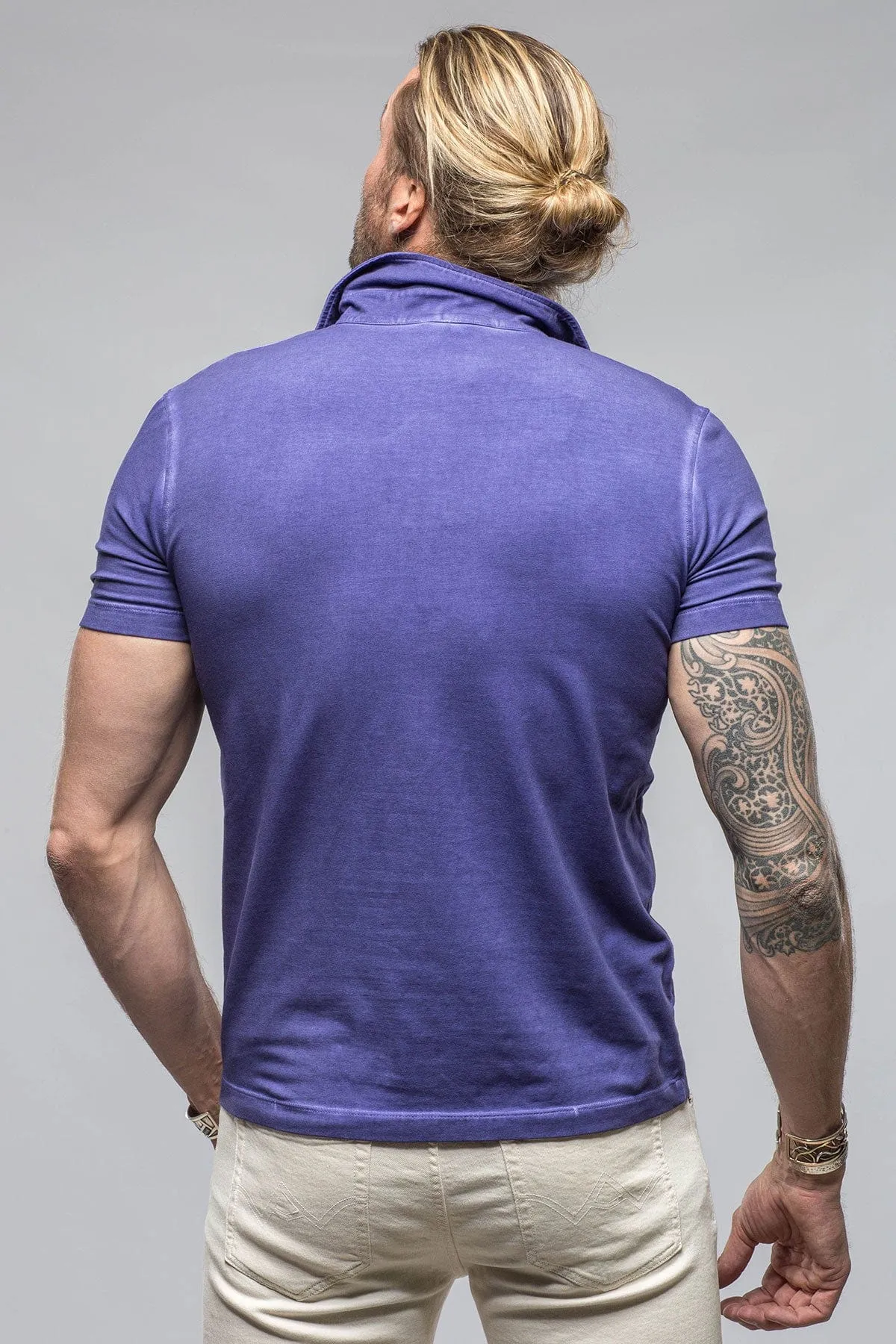 Toulour SS Woven Polo in Mirtillo