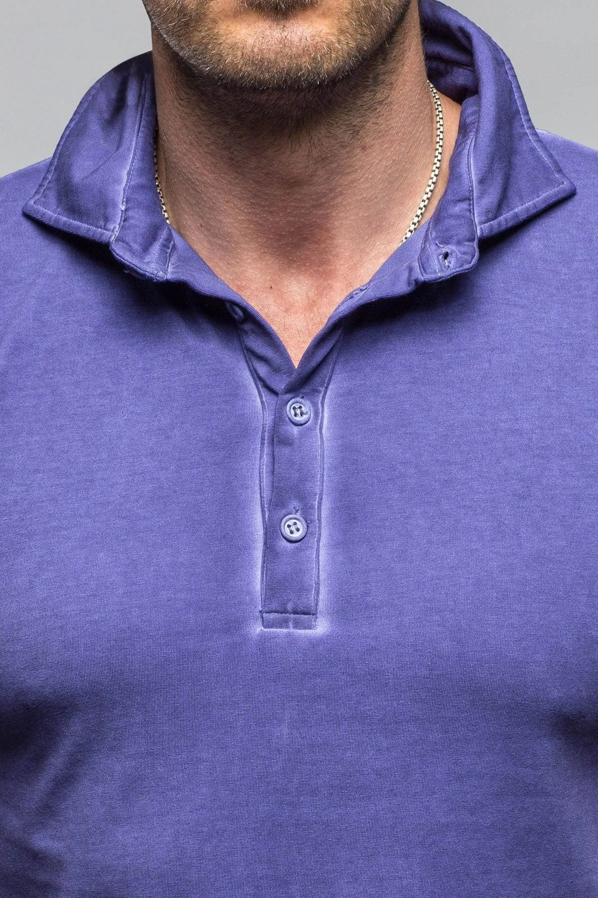 Toulour SS Woven Polo in Mirtillo