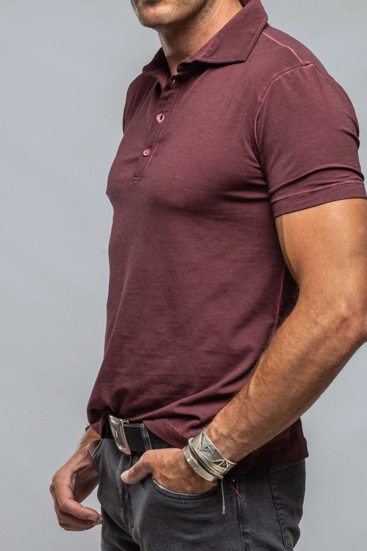 Toulour SS Woven Polo in Mosto