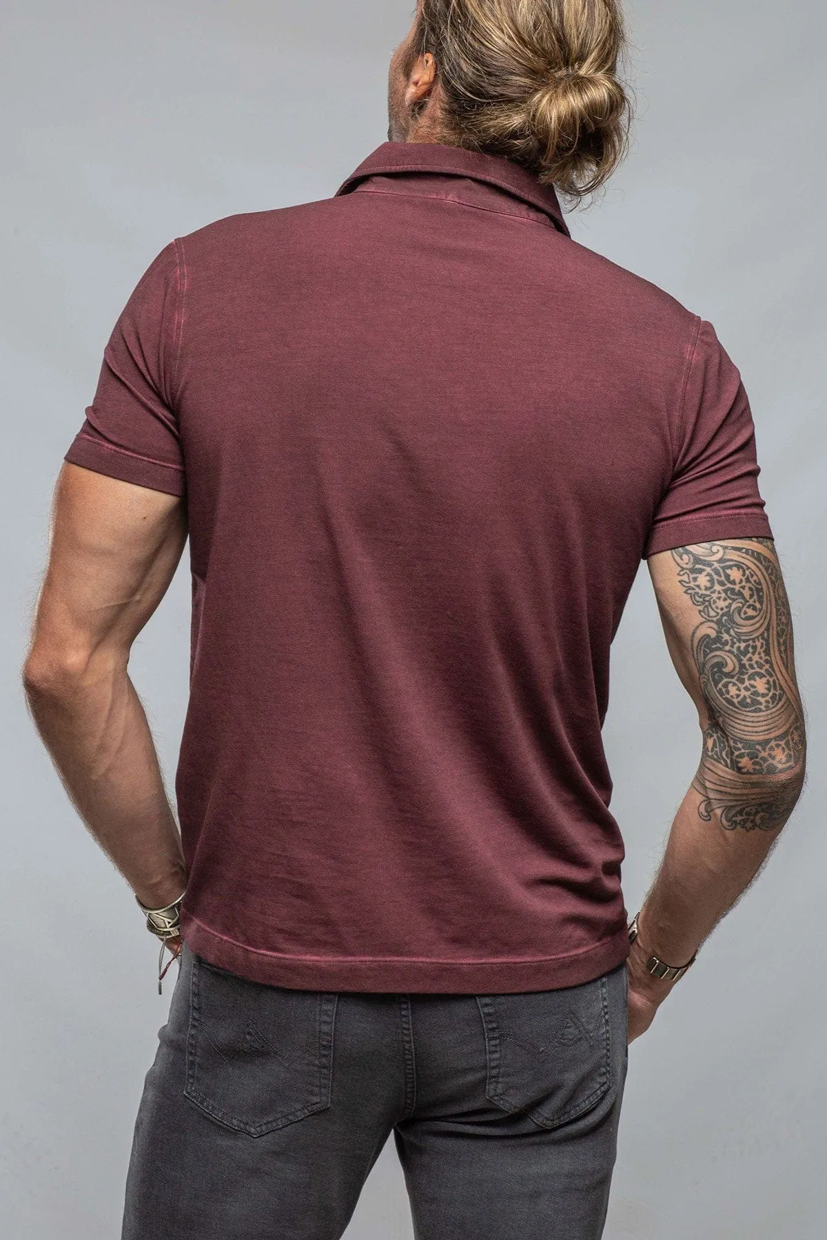 Toulour SS Woven Polo in Mosto