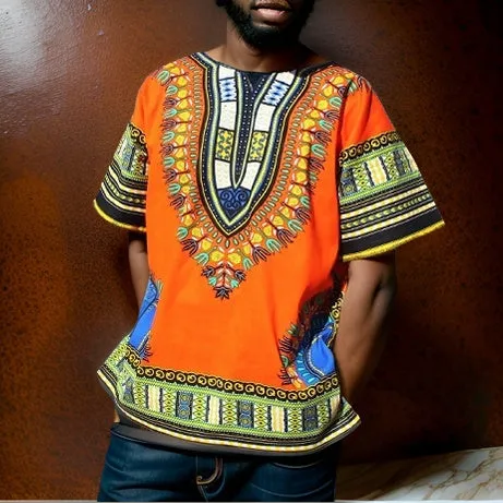Traditional Print Unisex Dashiki Shirts (Large Size)