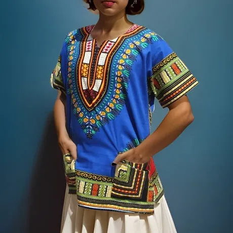 Traditional Print Unisex Dashiki Shirts (Large Size)
