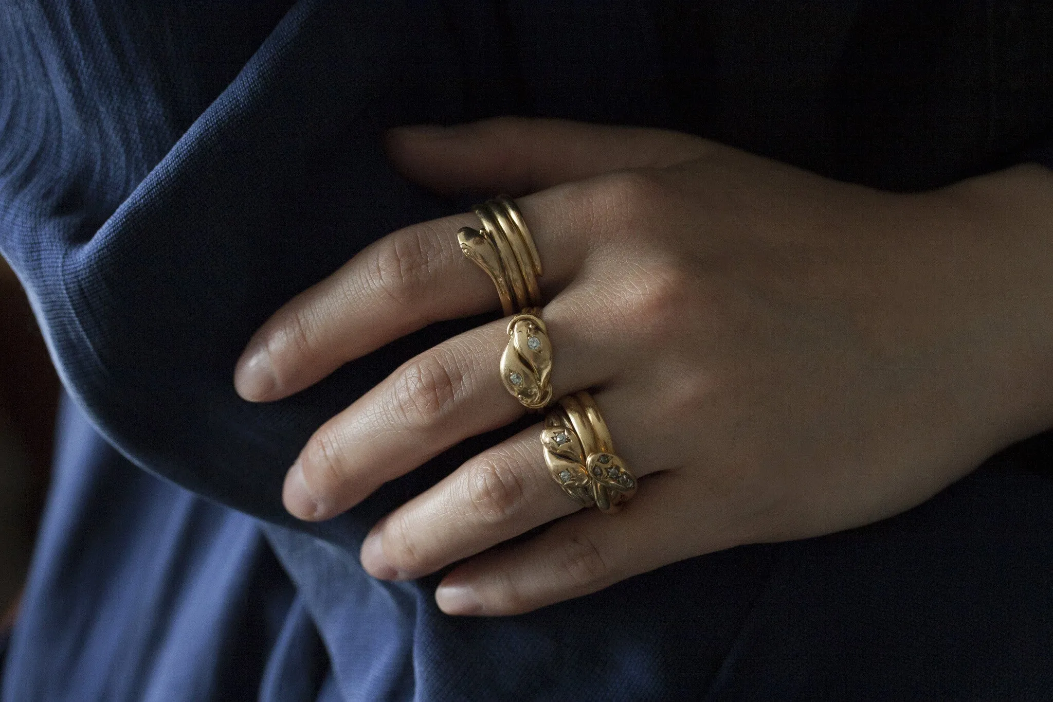 Triple Coiled Wide Snake Ring