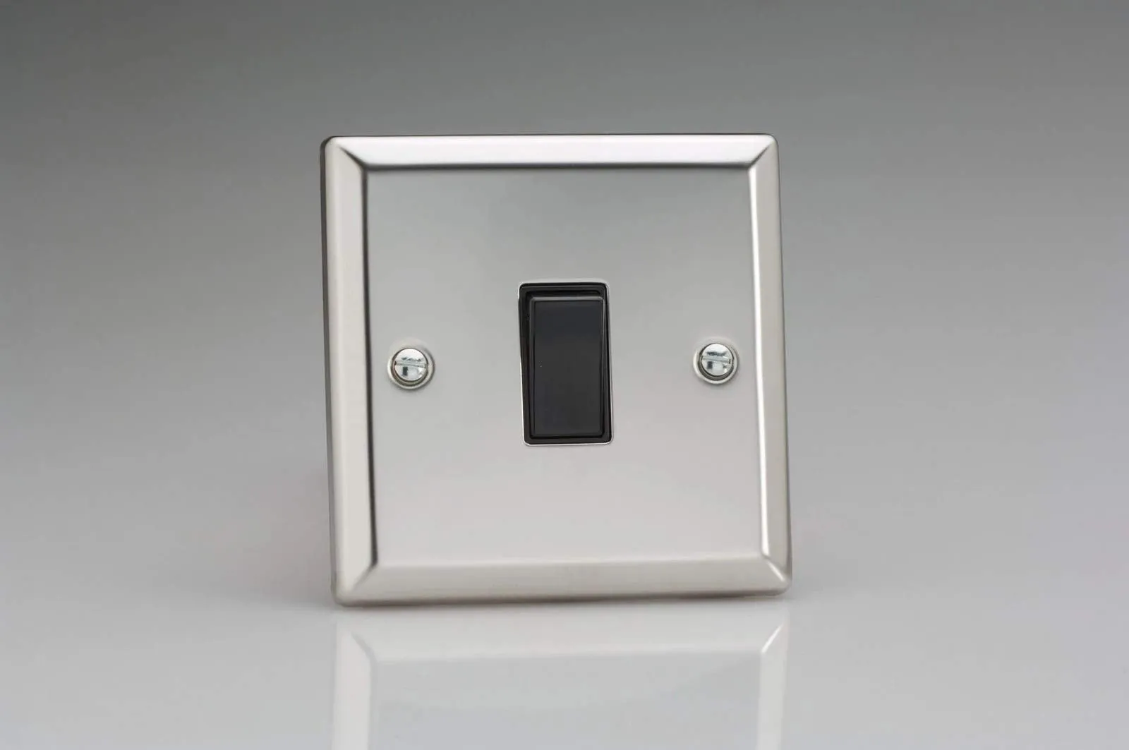 Varilight XC20B Rocker Switches 1-Gang 20A Double Pole Mirror Chrome Black