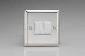 Varilight XC2W Rocker Switches 2-Gang Mirror Chrome White