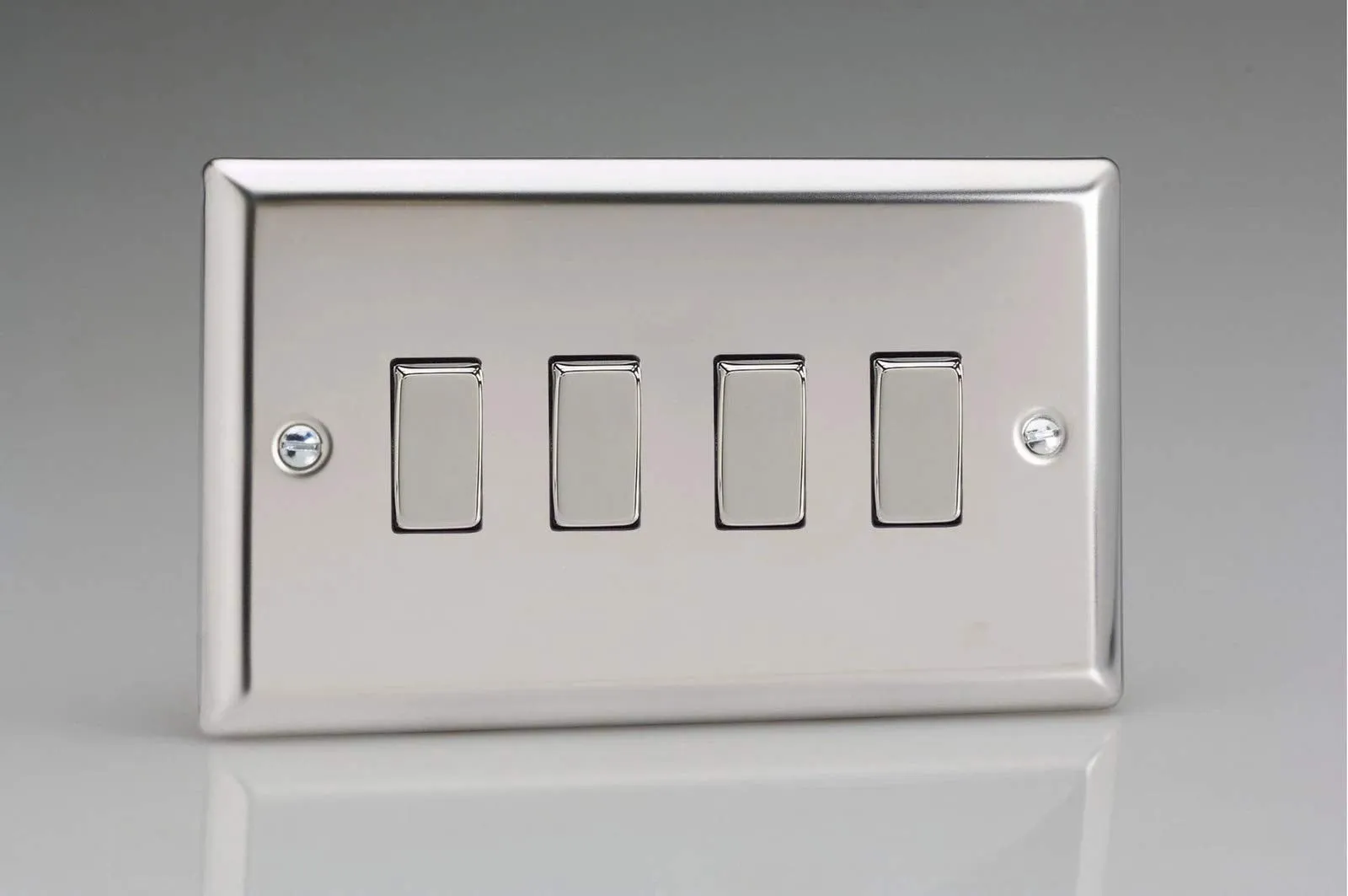 Varilight XC9D Rocker Switches 4 Gang Mirror Chrome Chrome