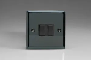 Varilight XI2B Rocker Switches Black 2-Gang Iridium Black