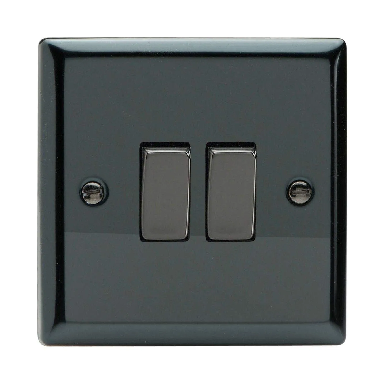 Varilight XI2D Rocker Switches 2-Gang Iridium Black Chrome