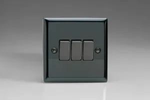 Varilight XI3D Rocker Switches 3 Gang Iridium Black Chrome