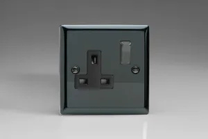 Varilight XI4DB 13A Switched Socket 1-Gang Black Iridium Black