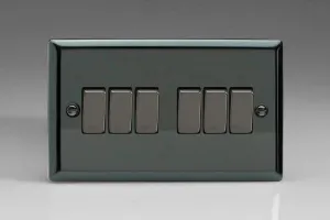 Varilight XI96D Rocker Switches Iridium 6 Gang Iridium Black