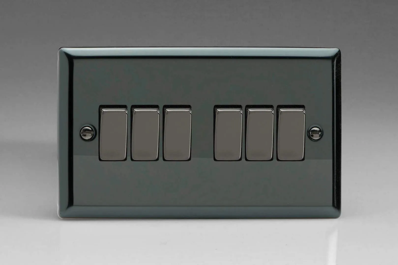 Varilight XI96D Rocker Switches Iridium 6 Gang Iridium Black