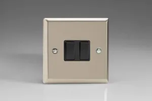 Varilight XN2B Rocker Switches 2-Gang Satin Black