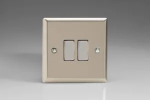 Varilight XN2D Rocker Switches 2-Gang Satin Chrome