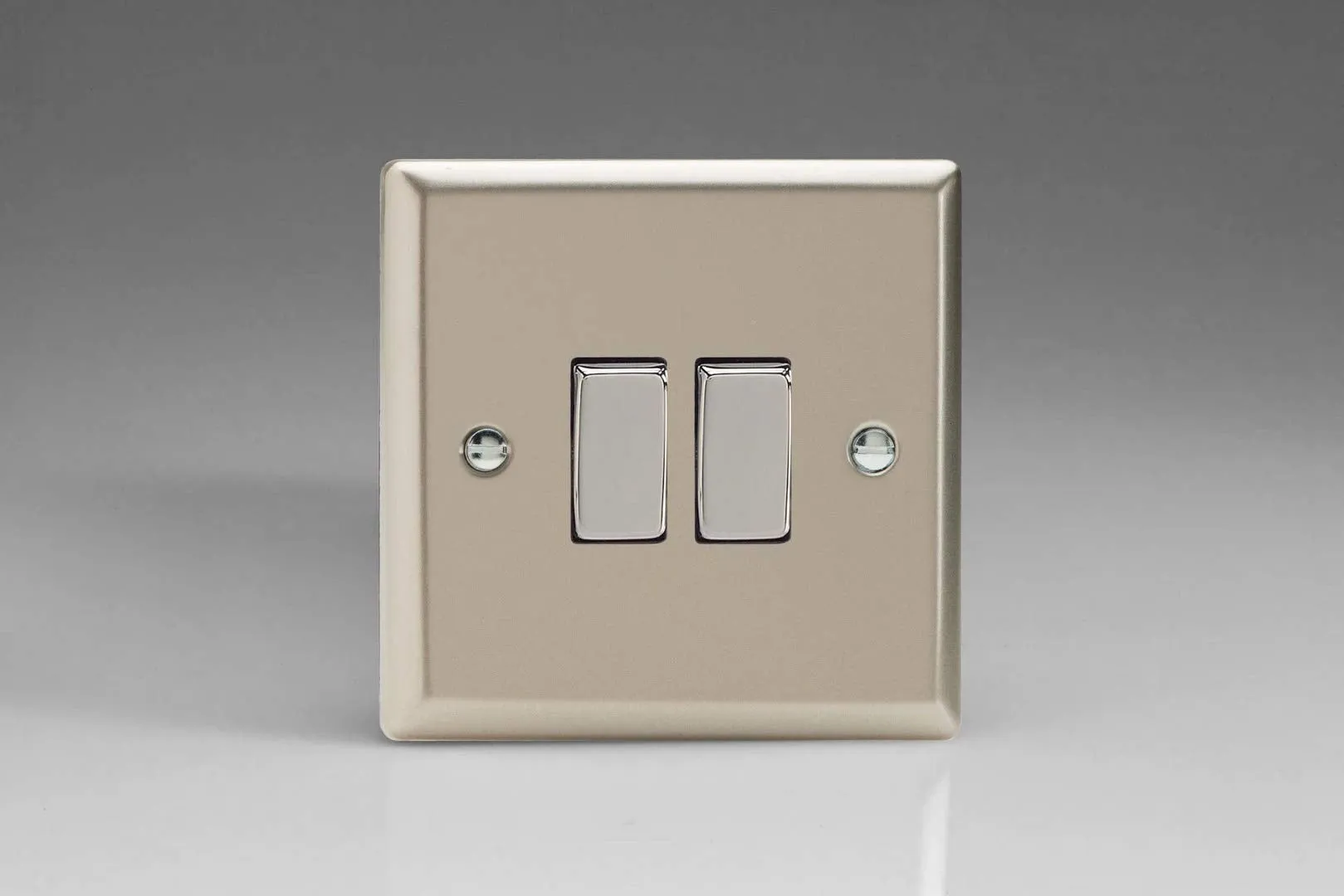 Varilight XN2D Rocker Switches 2-Gang Satin Chrome