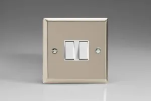 Varilight XN2W Rocker Switches White 2-Gang Satin