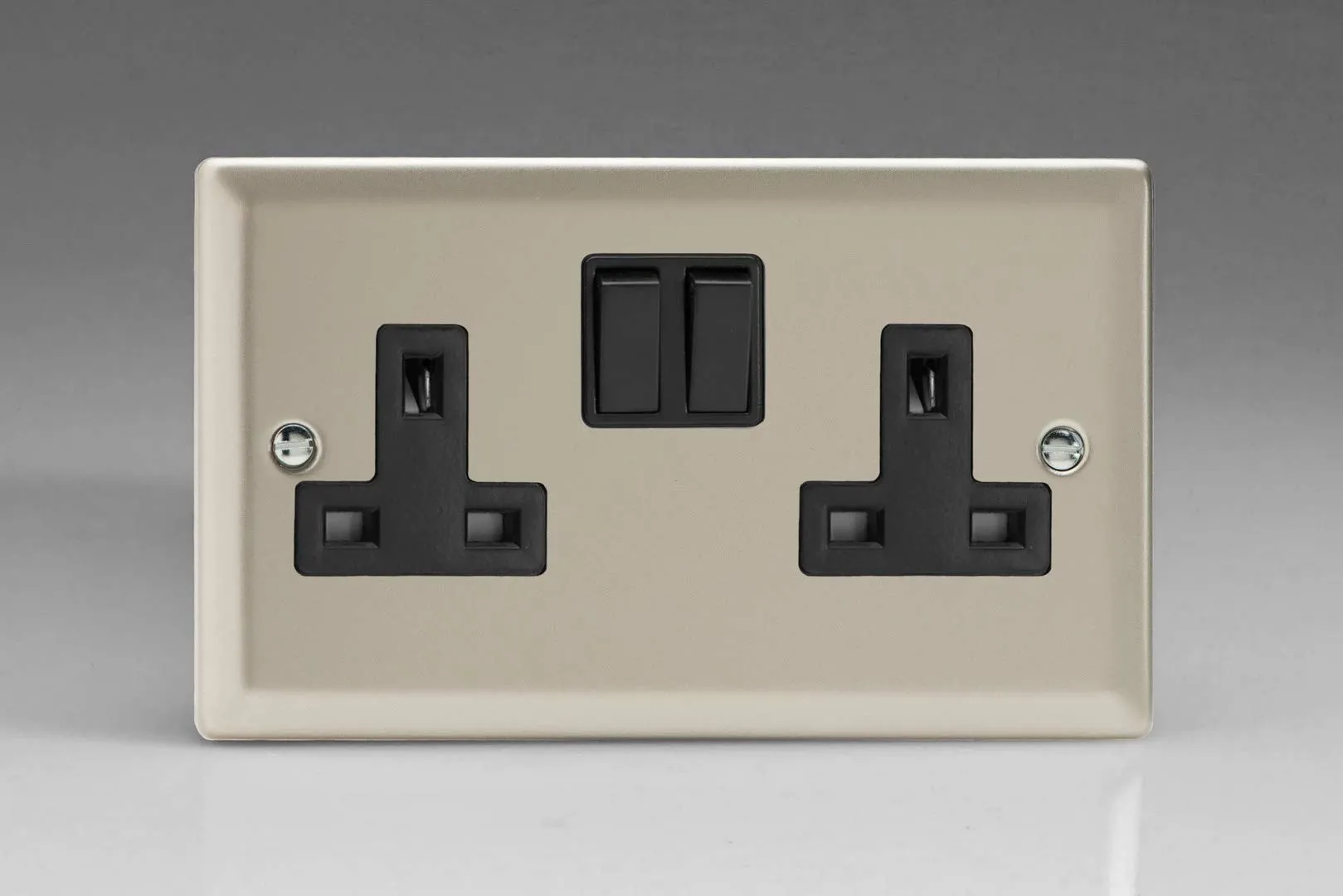 Varilight XN5B 13A Switched Socket Black 2-Gang Satin