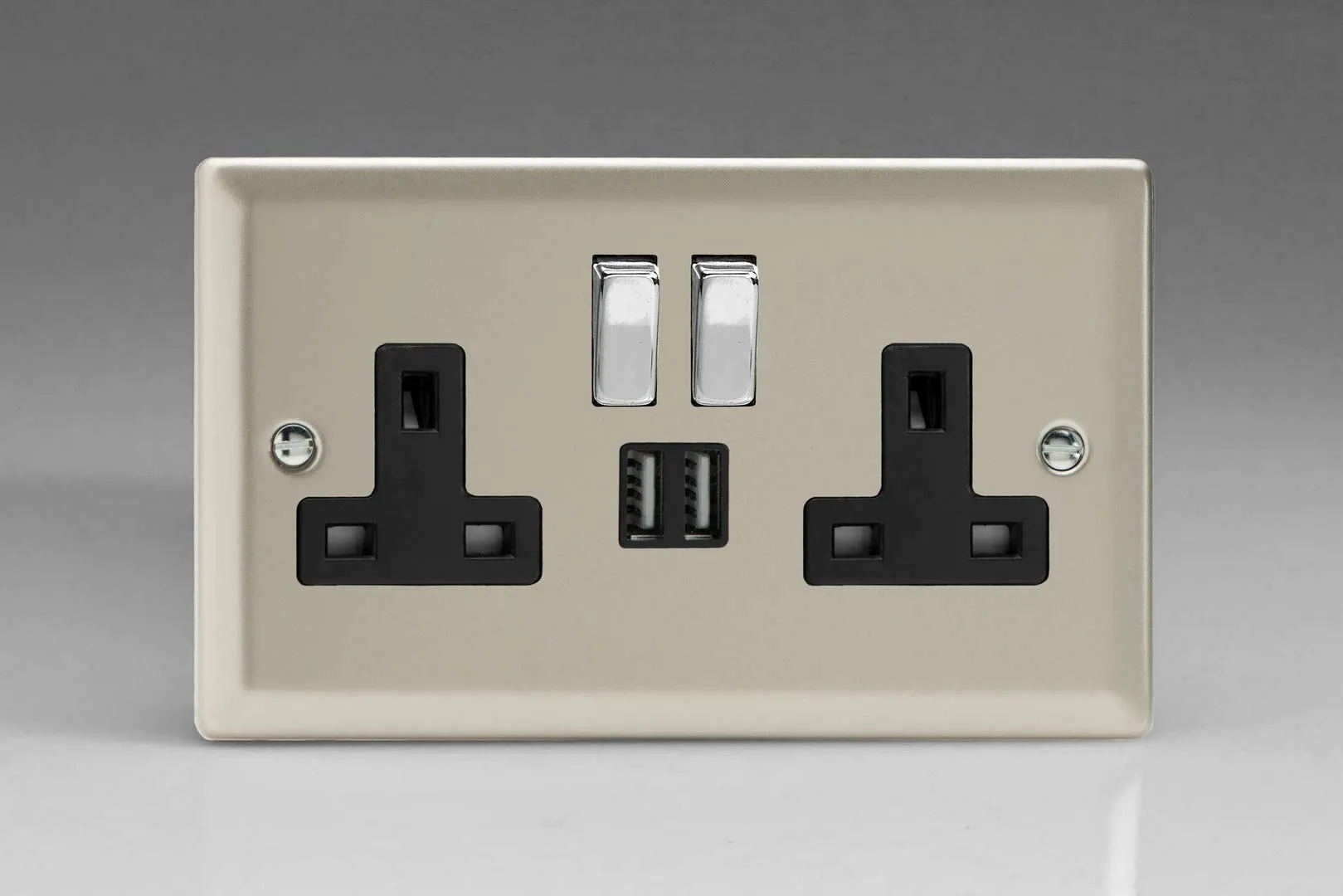 Varilight XN5U2SDB 13A Socket 2-Gang With USB Satin Black