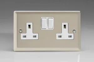 Varilight XN5W 13A Switched Socket Satin White 2-Gang