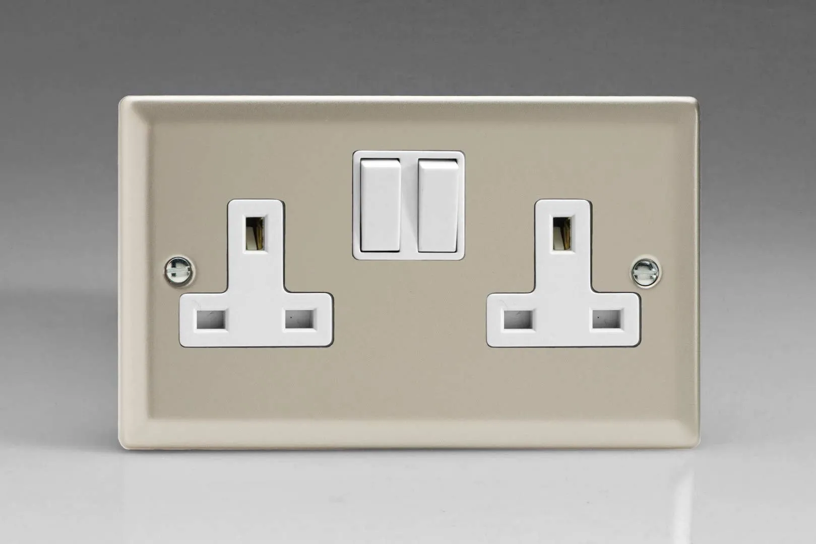 Varilight XN5W 13A Switched Socket Satin White 2-Gang