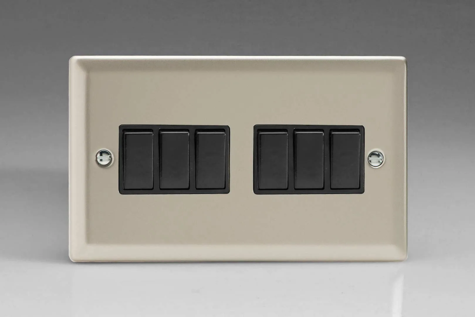 Varilight XN96B Rocker Switches Black 6 Gang Satin