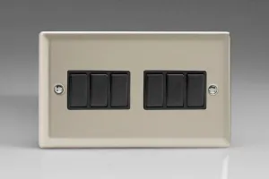 Varilight XN96B Rocker Switches Black 6 Gang Satin