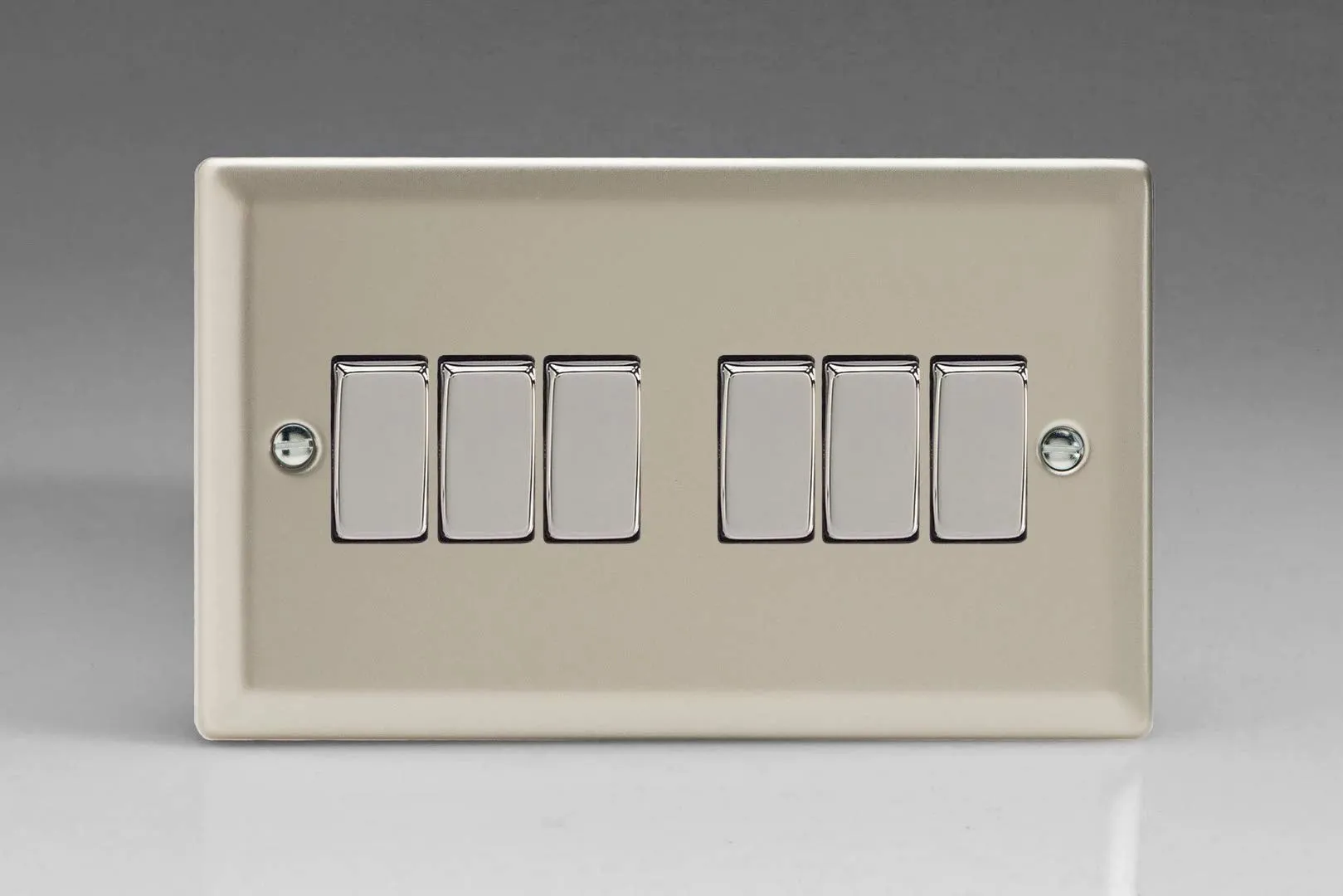 Varilight XN96D Rocker Switches Satin Chrome 6 Gang