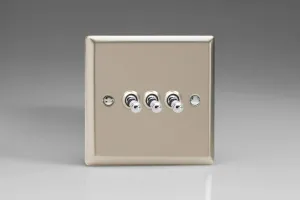 Varilight XNT3 Toggle Switches 3 Gang Satin