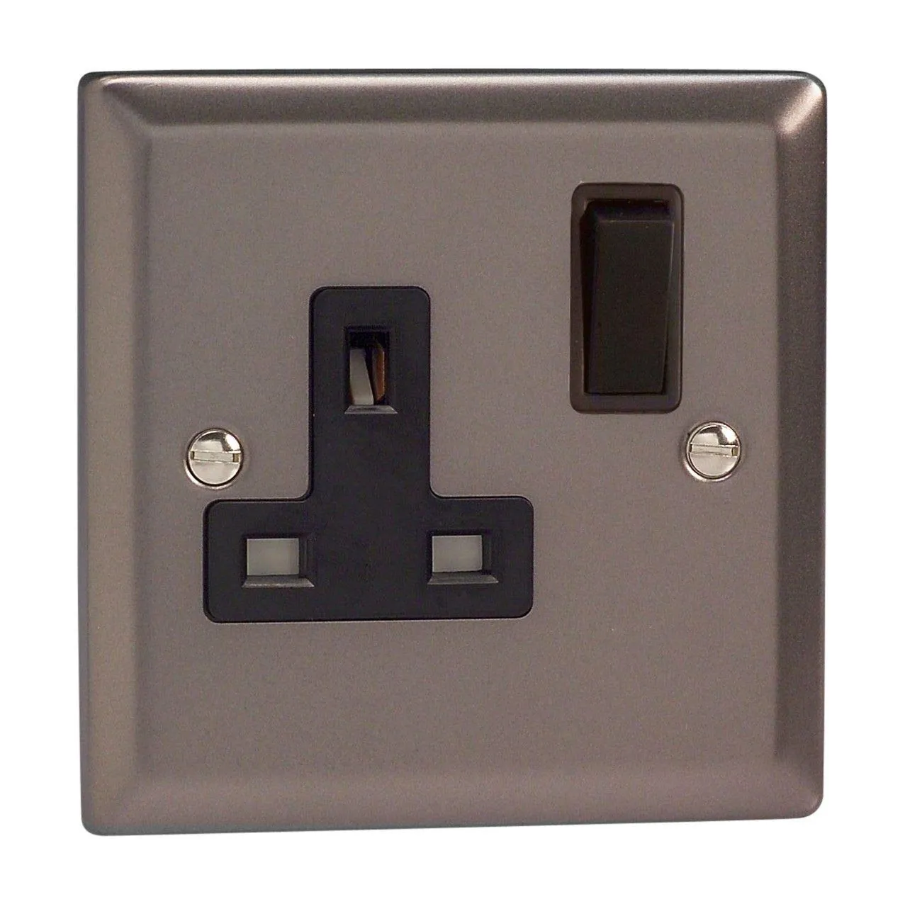 Varilight XR4B 13A Switched Socket Pewter Effect Black 1-Gang