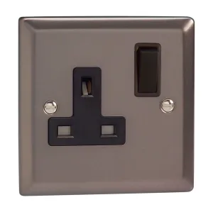 Varilight XR4B 13A Switched Socket Pewter Effect Black 1-Gang