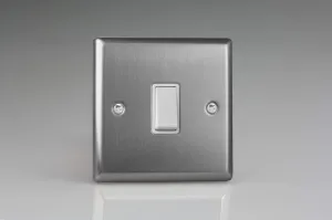 Varilight XT1W Rocker Switches 1-Gang Brushed Steel White