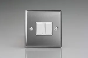 Varilight XT2W Rocker Switches Brushed Steel White 2-Gang