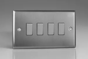 Varilight XT9D Rocker Switches Brushed Steel Steel 4 Gang