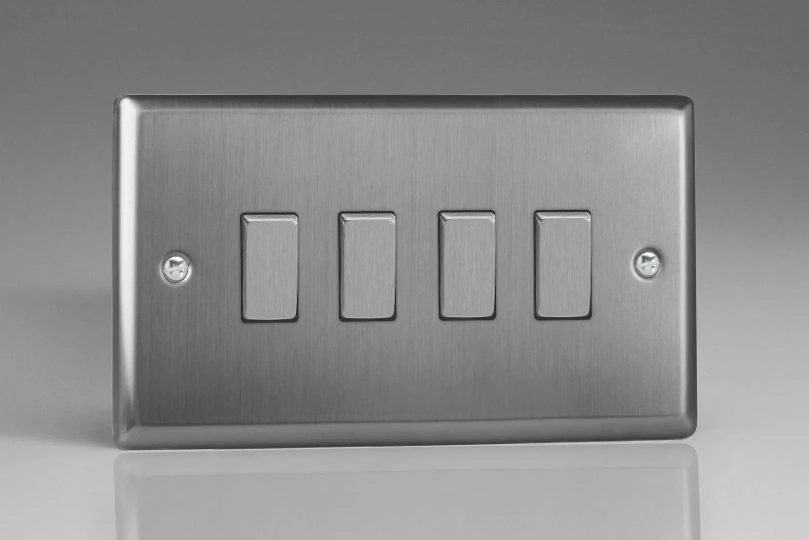 Varilight XT9D Rocker Switches Brushed Steel Steel 4 Gang